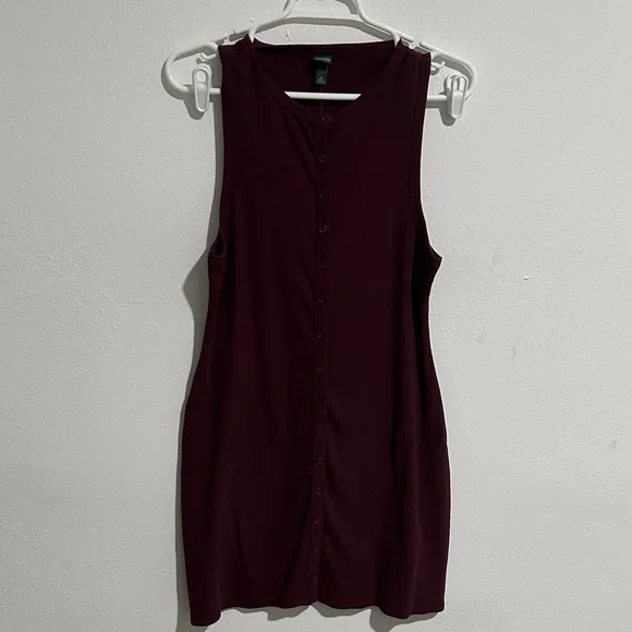 Women's Sleeveless Button-Front Ribbed Mini Skater Dress - Wild Fable™ Maroon - Picture 4 of 8